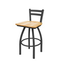 Holland Bar Stool Co 30" Low Back Swivel Bar Stool, Pewter Finish, Nat Oak Seat 41130PWNatOak